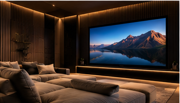 Home Theater integrado con iluminación y automatización residencial